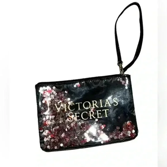 NWOT VICTORIAS SECRET GLITTER WRISTLET MAKEUP POUCH WALLET - Picture 1 of 3